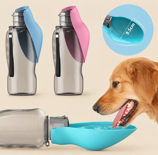 犬用 携帯用ウォーターボトル 折りたたみボウル付き 大容量800ml