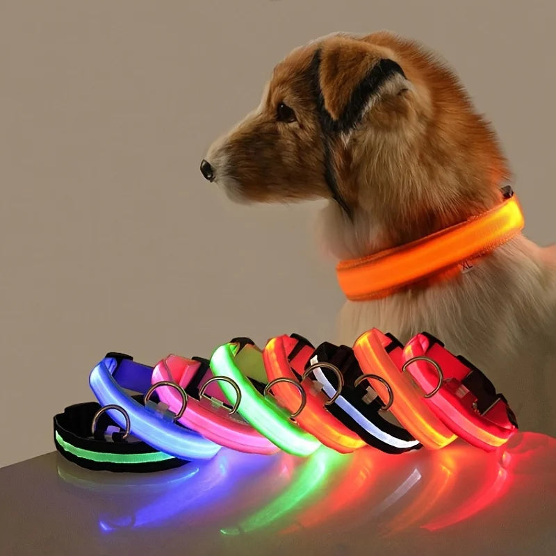 犬用 LEDセーフティ首輪 光る 夜間お散歩 安全対策